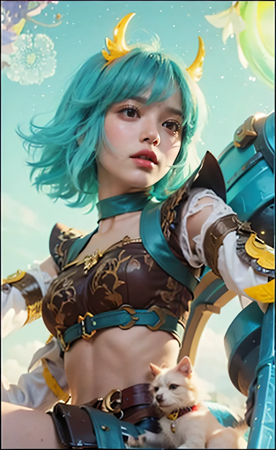 a close up of a 4 girls  , coral blue  hair , big booobs ,  huge boobs, shadowbringers cinematic, 4 k detail fantasy, a beautiful fantasy empress, game cg, xianxia fantasy, xianxia hero, 2. 5 d cgi anime fantasy artwork, cinematic goddess close shot, ruan jia and artgerm, wow 4 k detail fantasy, hyperdetailed fantasy character, Hd, high resolution , hyper realistic, fantastic, Detailed skin texture and face.