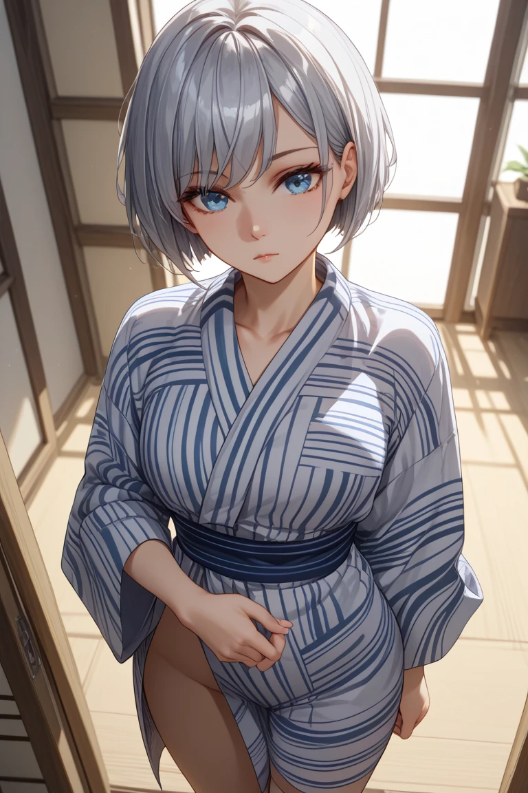 {(slender body:1.2),(small breasts),(carefully drawn eyes:1.4),(captivating eyes:1)},
BREAK,{(sensual look:1.4),(erotic face:1),(very ecstasy:1.2),(writhing:1.4),half open eye},
BREAK,{(realistic anime illustration style:1),(watercolor image:1.2),(sketch drawing),overall light color},
BREAK,{(look away:1.2),(obscene pose:1.2),(arched back:1.2),(arch your neck:1.4)},
BREAK,{(Part of the stucco wall is brick),(ivy crawl on the wall:1.4),(out of focus background:0)},
BREAK,{(black headband:1.4),((butterfly pattern on pearl_colored yukata:1.4),(disheveled yukata:1.4)},
BREAK,{(clavicle:1.2),(cleavage between breasts:1),(shoulder:1.2),(thigh:1.4),(armpits:1),(sweat on the neck:1.2)},
BREAK,{solo, (2B of Nier Automa:1.2)), (white_silver colored hair:1.4), short cut hair, (blue eyes,Shining beautiful eyes:1.4)},
BREAK,{(masterpiece,best quality, 8K UHD, extremely detailed CG, detailed beautiful face and eyes and skin and hair)}