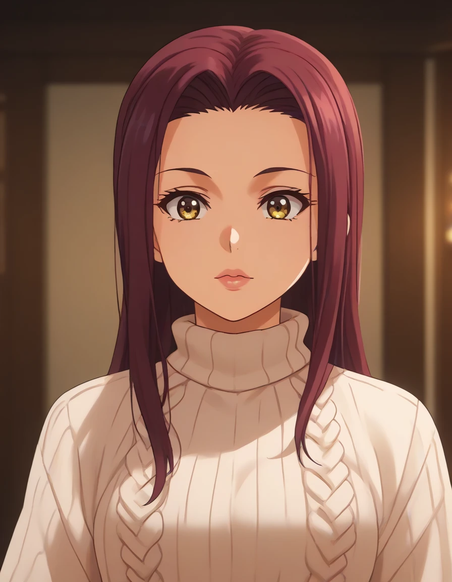 (((((Ryouko Sakaki ))))) food wars  beautiful detailed eyes, beautiful detailed lips, extremely detailed eyes and face, long eyelashes, 1child , masterpiece, super detail, high details, high quality, best quality, highres, 1080P, 8k, 16k, very accurate clothing, c fantasy, anime, intricate details, vivid colors, cinematic lighting, dramatic lighting, cinematic composition, dramatic composition cowl  sweater  dress belt on waist 