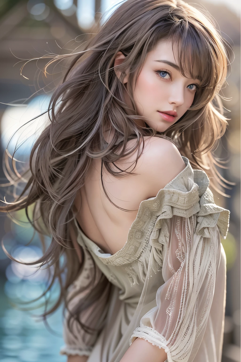 (Best quality,16k wallpaper,high resolution:1.2),Red to silver hair, wavy and long hair, Shiny hair color, Perfectly detailed face, full pouty lips, watery big eyes, Vertical pupils, reflective light, Woman with rabbit ears, Black and white shirt, Lazily lying in a solid wooden box, Soft lighting, full body shot of