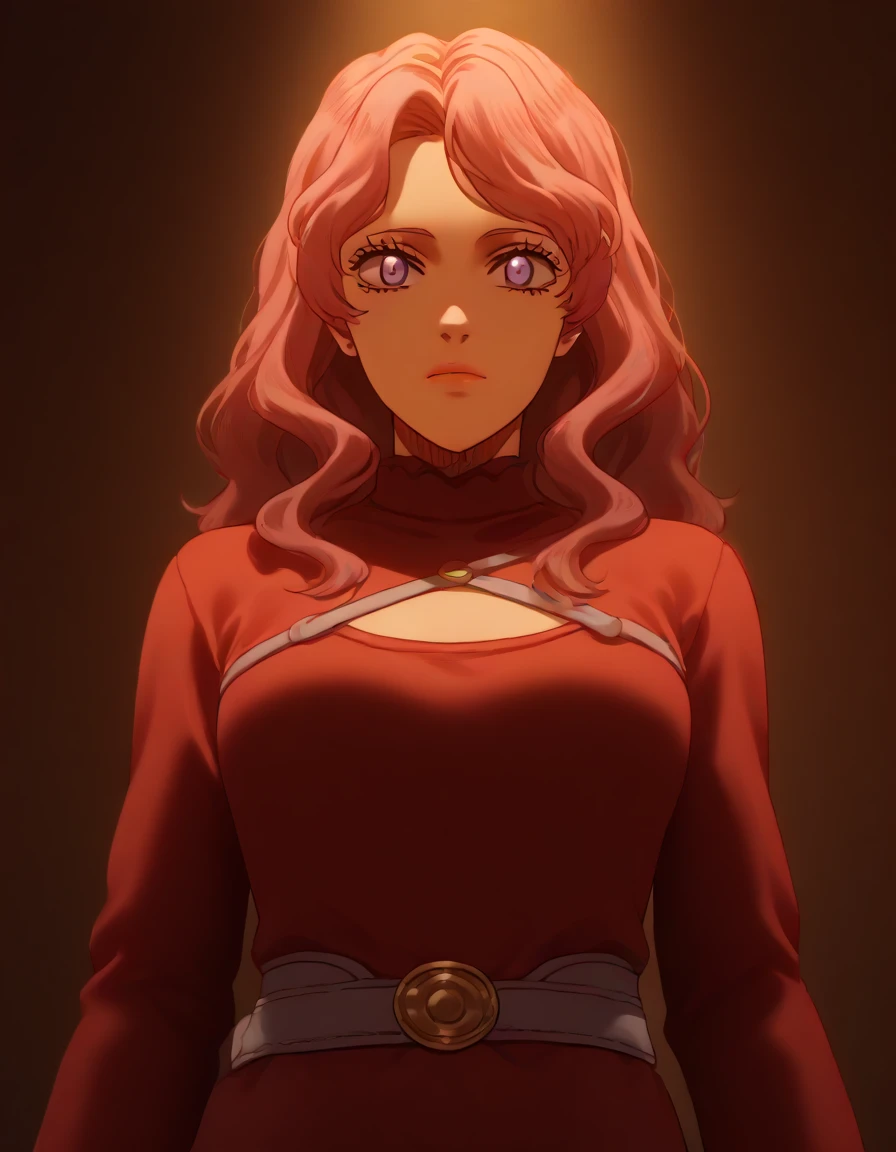 Vanessa [Black Clover]   beautiful detailed eyes, beautiful detailed lips, extremely detailed eyes and face, long eyelashes, 1child , masterpiece, super detail, high details, high quality, best quality, highres, 1080P, 8k, 16k, very accurate clothing, c fantasy, anime, intricate details, vivid colors, cinematic lighting, dramatic lighting, cinematic composition, dramatic composition ((((cowl  sweater  dress belt on waist