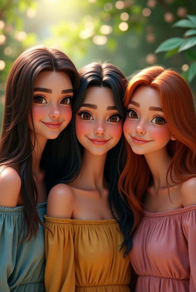 3 redhead woman with big blue eyes, pretty and waving while smiling