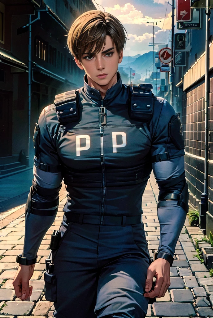 (High resolution CG), ( top quality ), (High resolution CG), ( top quality ), Backstreets,. Kennedy, SWAT Clothing,       beautiful and charming young man,    muscular and tight  ,