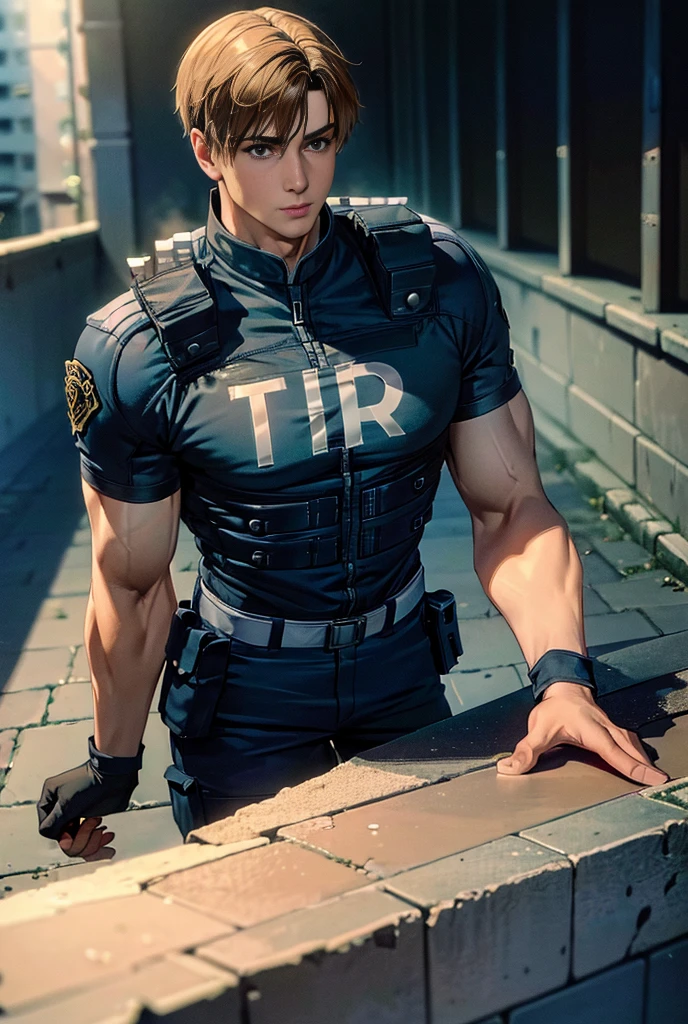 (High resolution CG), ( top quality ), (High resolution CG), ( top quality ), Backstreets,. Kennedy, SWAT Clothing,       beautiful and charming young man,    muscular and tight  ,