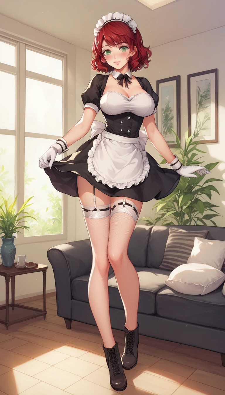 (solo), 12th Century Europe, (1 childish skinny girl standing), (she is  girl), (bouncing huge breasts), very short torso, skinny narrow waist, skinny long legs, BREAK, frilled dirndl, cleavage, inconceivably wiry short corset cinches waist too tight, (frilled too short skirt), (thigh gap), black thighhighs, stiletto heels, BREAK, ultimate orgasm, nose blush, pussy juice, (nsfw:0.3)