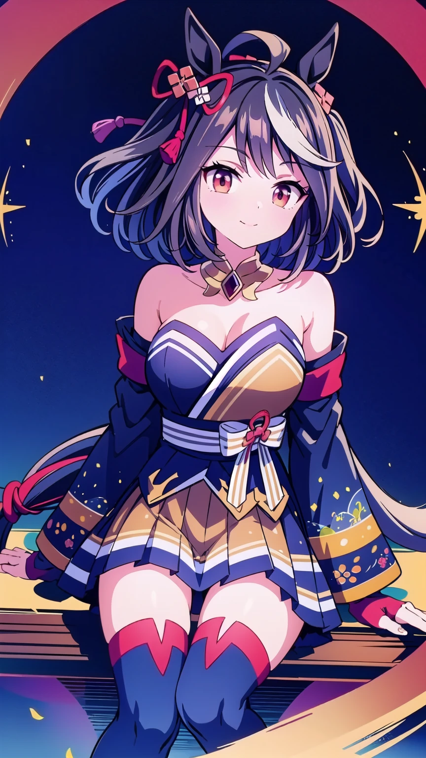 Anime illustration、highest quality、Reimu Hakurei、Perfect proportions、Large-scale shrine、Large Torii Gate、overwhelmingly big breasts、very thick thighs、Beautiful, shining eyes、Cowboy Shot、smile、Noise Reduction