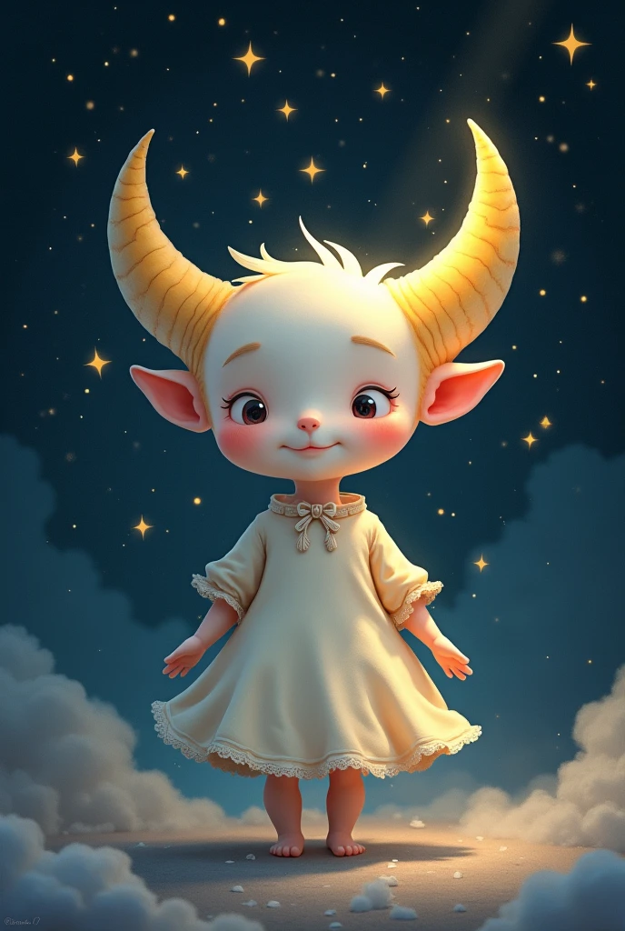 melhor qualidade, 1 boy, baby's face, sorriso, bonito, horns, goat mouth and nose