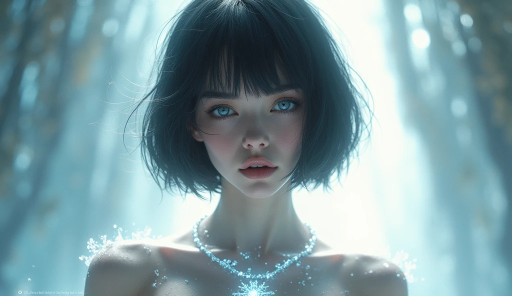 Photorealistic, incredibly beautiful nature background, one girl, one beautiful teenage Saudi girl, (full body:1.2), magic attack, electric shock from hands, detailed nano-suit with beautiful fractal or marble design decorated with jewels of three colors: emerald, sapphire, ruby, beautiful face, portrait, thick eyebrows, (big violet eyes:1.1), symmetrical fine beautiful eyes, (ultra-detailed blue eyes:1.2), High resolution eyes, happy and seductive smile, intimate face, joy, smile, laughter, (ultra-detailed skin texture:1.4), detailed pores, perfect anatomy, thin, toned body, hair bow, moist skin, sweaty, no makeup, anatomy, focus face, good looking, sensual face, elegant face, nice, sweet, small breasts, cyberpunk sci-fi, mechanical gauntlet, entanglement, mandala, blurred background, blurred foreground, depth of field, (motion blur:1.1), complex colorful biomechanical bodysuit, zentangle, mandala, entangled, 8K portrait, best quality, very high resolution, (small breasts:1.4), thin breasts, (beautiful nipples:1.2), nsfw,