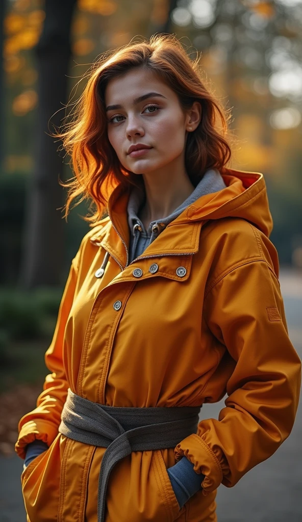 Redhead, black fire dragon, golden eyes, taidao, trench coat, sunny and cheerful smile