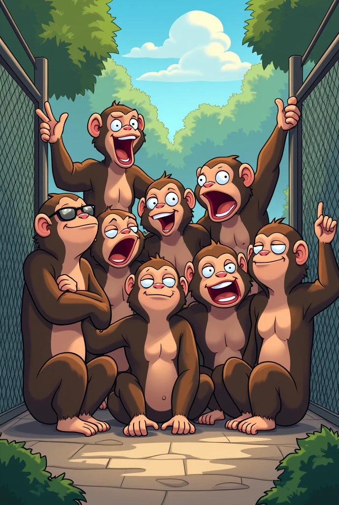 A nude adult woman surrounded by a huge group of male monkeys, Highest quality, figure, masterpiece, Very clear, Extremely detailed CG, 8k, masterpiece with attention to detail, Highest quality, Official Art, Ultra Clear, Very detailed, High resolution, Detailed mature adult woman, Very detailedな目と顔, Beautiful fine details, ((((Completely naked))), Full nudity, (Beautifully shaped big breasts)))),( (Huge boobs)))),( ( ( 完全なFull nudity）））, ((Slim and large)))),((Huge blonde sexy gal)),(Lustrous fair skin)))), skinny, (((Sexy smile))),Ecstatic smile、blush、Very red cheeks、blush頬、long bangs that hide the eyes,、Blonde hair with pink tips、Blonde multicolored hair color、Short Hair、 （（（lots of heartマーク, heart, heartマーク）））, Looking at the audience, Look forward, (((Slender Super Large)), Perfect Style, Emphasized, Crotch Emphasis, Sitting, ( ( Sexy pose)))), bedroom、(((Clear blue sky)))、(((Surrounded by a large number of crowded male monkeys)))), ((Packed with so many super-masses of male monkeys)), ((He is seen surrounded by a large group of male monkeys.)), (((He is surrounded by a massive group of male monkeys, so densely packed that they fill the entire space.))), ( In the background, a large group of male monkeys are crowded together, filling the entire screen.), A huge group of male monkeys swarming in all directions, At the top, a group of giant male monkeys, end, about, He is surrounded by a group of male monkeys so densely packed together that there is no space between them., (((A huge group of male monkeys fills the entire area.)), (Surrounded by a large number of crowded male monkeys)))), (( Many male monkeys in groups)), ((He is seen surrounded by a large group of male monkeys.)), (((Surrounded by a horde of male monkeys so densely packed that they filled the entire space.))), (In the background, a large group of male monkeys are crowded together, filling the entire screen.), A huge group of male monkeys swarming in all directions, A huge group of densely packed male monkeys, Down, about, He is surrounded by a group of male monkeys so densely packed together that there is no space between them., ((A huge group of male monkeys occupying the entire area)), ((A huge group of male monkeys crowding together)), ((Surrounded by a large group of male monkeys)), (Surrounded by a horde of male monkeys so densely packed that they filled the entire space.))), ( In the background, a large group of male monkeys are crowded together, filling the entire screen.), A huge group of male monkeys swarming in all directions, A huge group of male monkeys crowded at the summit, end, about, He is surrounded by a group of male monkeys so densely packed together that there is no space between them.