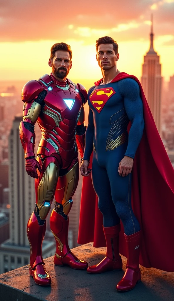 Superhero and iron man are police officers are talking to each other at the near of the Ocean