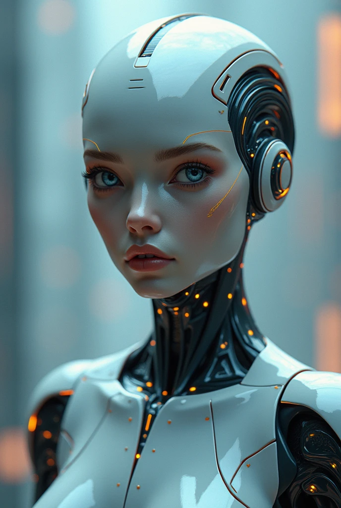 complex 3d render ultra detailed of a beautiful porcelain profile woman android face, cyborg, robotic parts, 150 mm, beautiful studio soft light, rim light, vibrant details, luxurious cyberpunk, lace, hyperrealistic, anatomical, facial muscles, cable electric wires, microchip, elegant, beautiful background, octane render, H. R. Giger style, 8k, best quality, masterpiece, illustration, an extremely delicate and beautiful, extremely detailed ,CG ,unity ,wallpaper, (realistic, photo-realistic:1.37),Amazing, finely detail, masterpiece,best quality,official art, extremely detailed CG unity 8k wallpaper, absurdres, incredibly absurdres, robot, silver halmet, full body