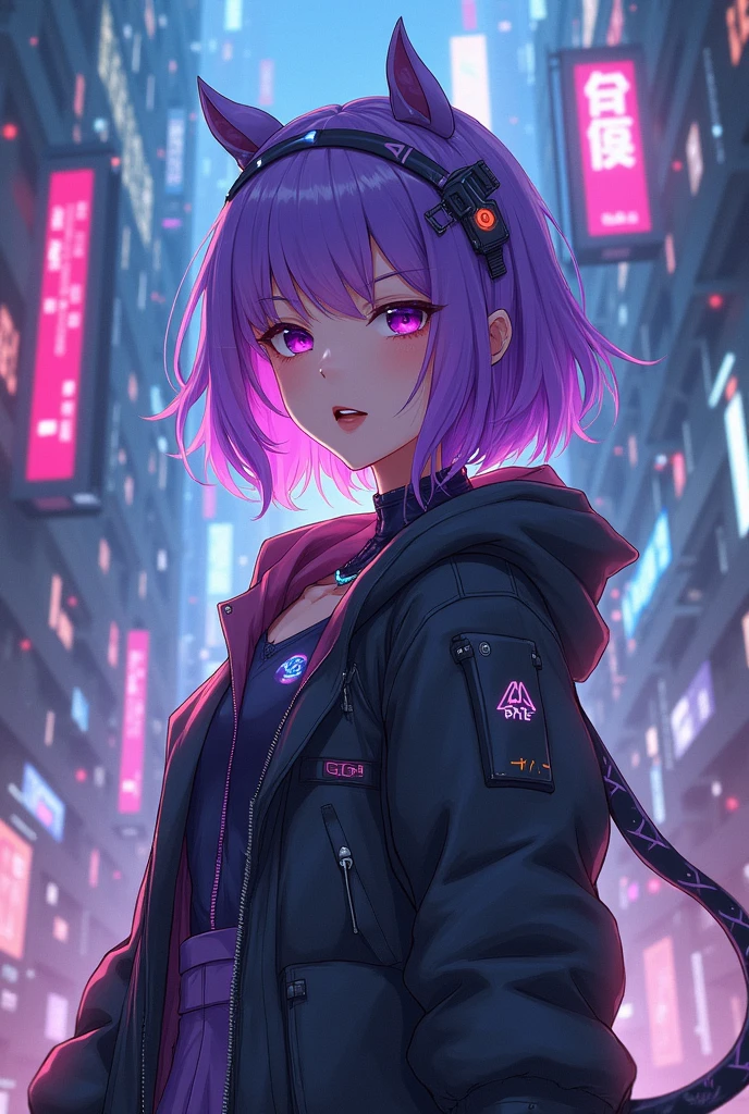Purple haired gamer girl