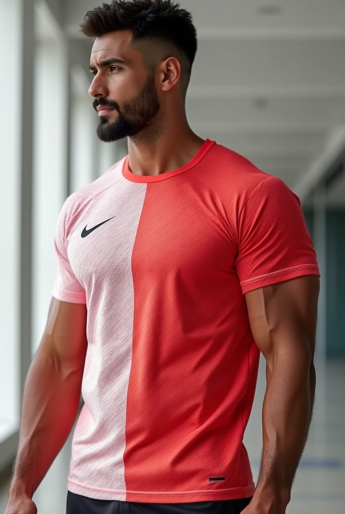 Red and turquoise sports t-shirt
