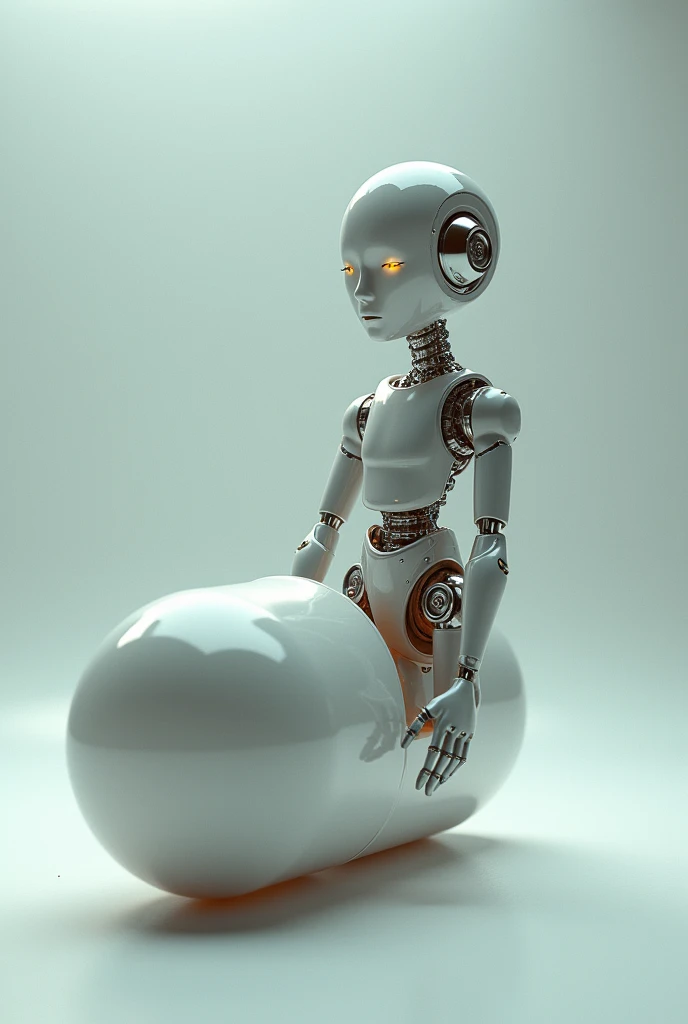 Cute and friendly Service robot have no legs nor arms that can put something inside its square body, tall and have transparent display . Mostly white colour. And slightly black