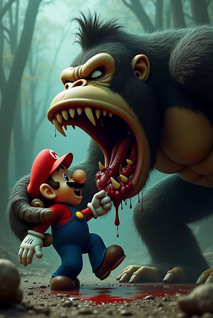 King Kong attack and bite Mario