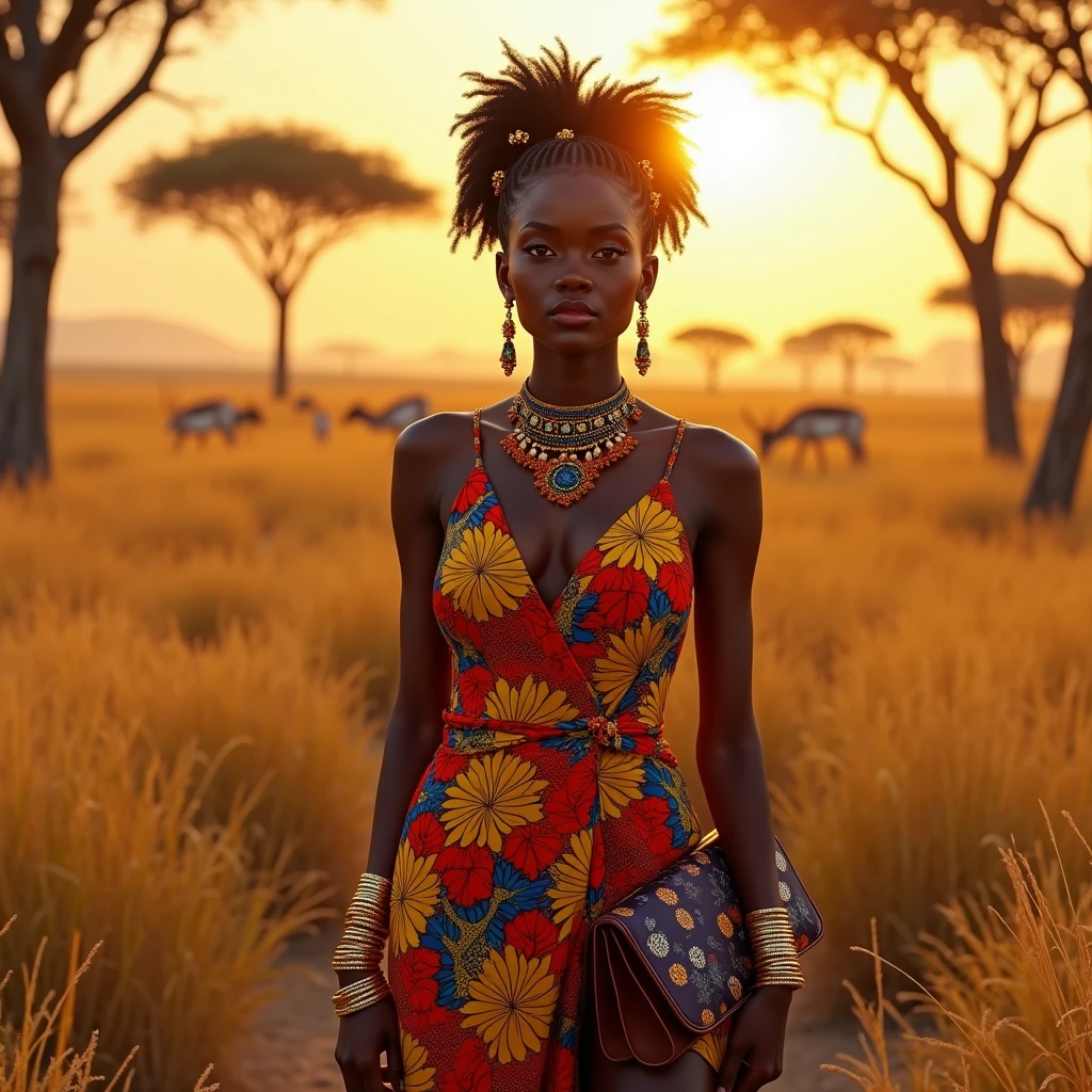 African curtural womens on the sun set drawen art
