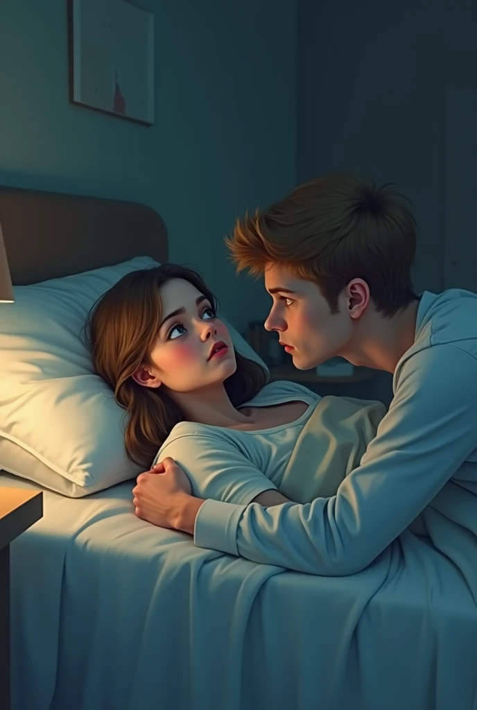 Harry Potter with Hermione Granger in bed, smoking a cigarette