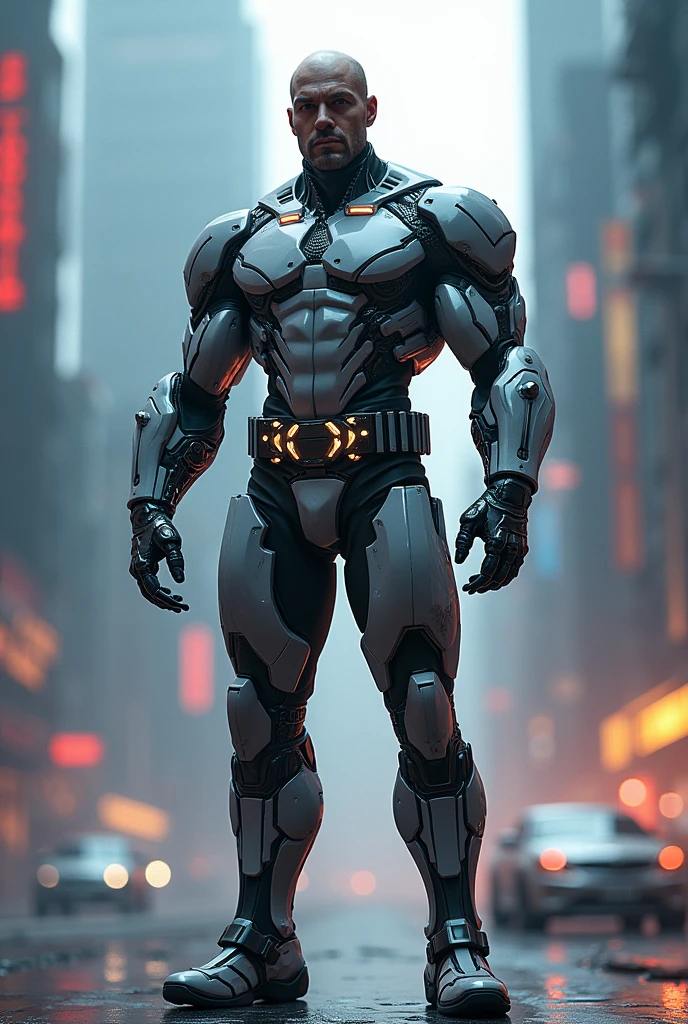 :Realistic white Batman with ox head focus on an advanced cybernetic masterpiece suit, Kinematic, aerodynamic, alta qualidade ::n_desenho de estilo, Low-quality imperfection, boneco, jogo, anime