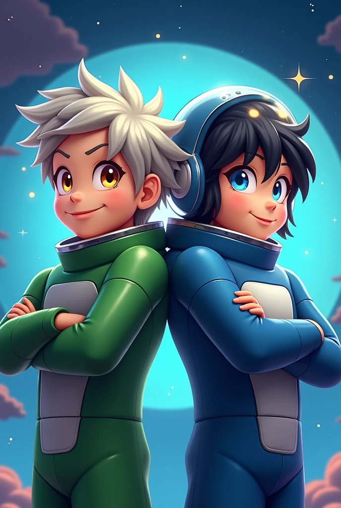 Loli boy, light blue hair, taken, Modern accessories, hoods, Sweatshirt , eye glass, delicately detailed eyes, A delicate and delicate smile, milkyW, Perosant, holograph, buildings background and planets in the sky. a boy wearing yellow jacket and , long light blue hair and wearing cap, big ayes , cute , happy face, wearing spectacles , little boy , in the sky some planets, forcuse on the boy, use syberpunk colors, and 3D image. 8k. blured mixed background, (Unparalleled Masterpiece), (Ultra High Definition),(Ultra-Realistic 8k CG), smokey backgrund and dark colors in the back
