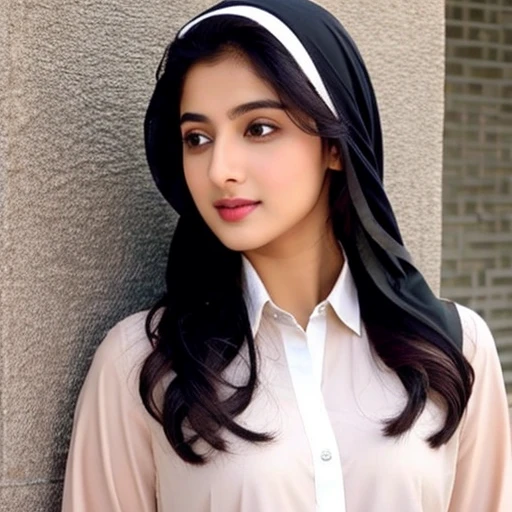 lovely cute young attractive Pakistani  hijabi girl, black eyes, gorgeous NSFW model and actress,  cute, an Instagram NSFW model, long dense hair, wearing salwar-kameez, dupatta and hijab.