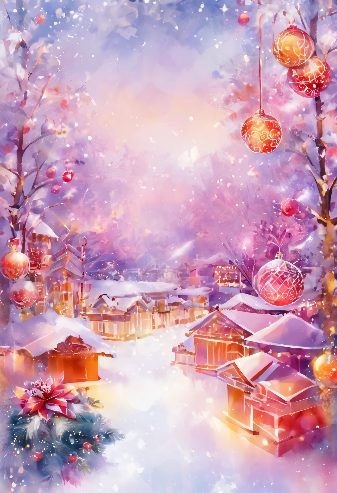  Watercolor風 , postcard art,     Christmas Background Images with Lots of Christmas Details,   Detailed Christmas Decorations    ,   ライトグリーンがかったブルーの gradient background  ,    White Pink and Light Red Orange   , "  Merry Christmas  ",  Attractive shot of , Shadow play, Artistic Expression, Charming, ( Sparkling Happiness  !!!,   soft,  Diffused Winter Light  ,   gradient background),   Fujishiro Seiji's Art   .   Shadow Minimalism  , Watercolor,   Christmas Color  