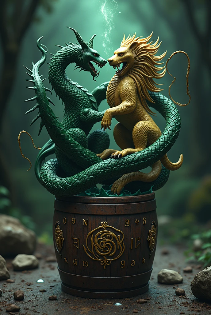 Eight dragons drinking from a barrel myth force Japanese painting style