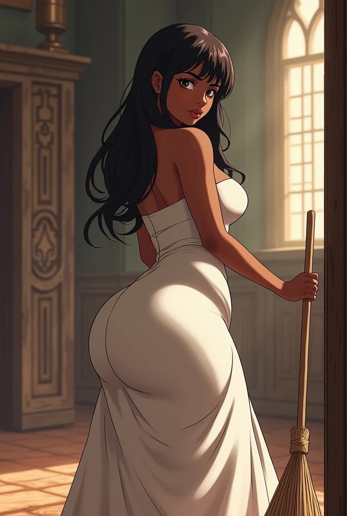 Jessica Rabbit as a vintage maid is surprised in hall, she has big tits and a big ass, palace