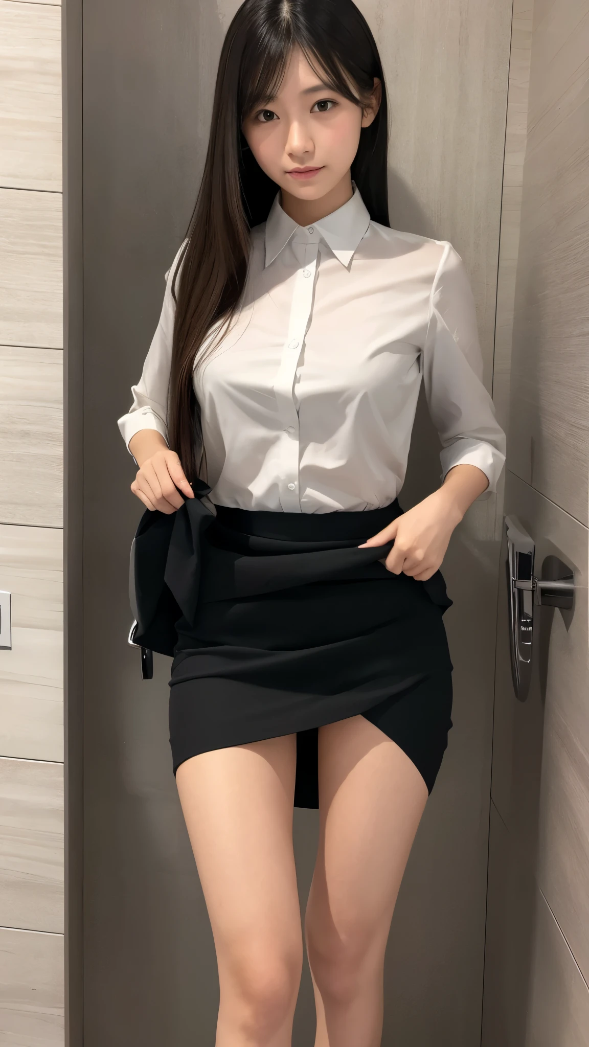 #########################
QUALITY
#########################
(1080P),
(16k),
(ACCURATE),
(ANATOMICALLY CORRECT),
(BEST QUALITY),
(HD),
(HIGH QUALITY),
( highres icon),
(ASTERPIECE),
(retina),
(SUPER DETAIL),
(TEXTUREDSKIN),
(UHD),
#########################
((Standing in a small private toilet)),
(( 3 Japanese Women)),
22 years old,
full body,
((job interview suit))
pencil skirt,
((skirt lift)),
high-heel,
id card,