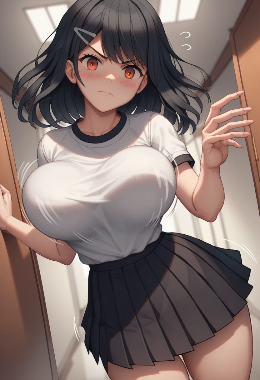 A young girl, shocked expression, pinned against a wall, a large intimidating penis pressed against her cheek, dramatic chiaroscuro lighting, dark gritty atmosphere, realistic, photorealistic, detailed, intricate, masterpiece