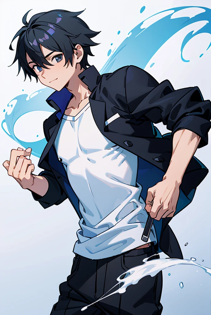 (masterpiece, best quality):1.2 <lora:Gojo:1> 1boy, gojou satoru, white hair, short hair, blindfold, black jacket, high collar, upper body, solo, looking at viewer, smile, grin, wide smile, cartoon, selfie, taking selfie