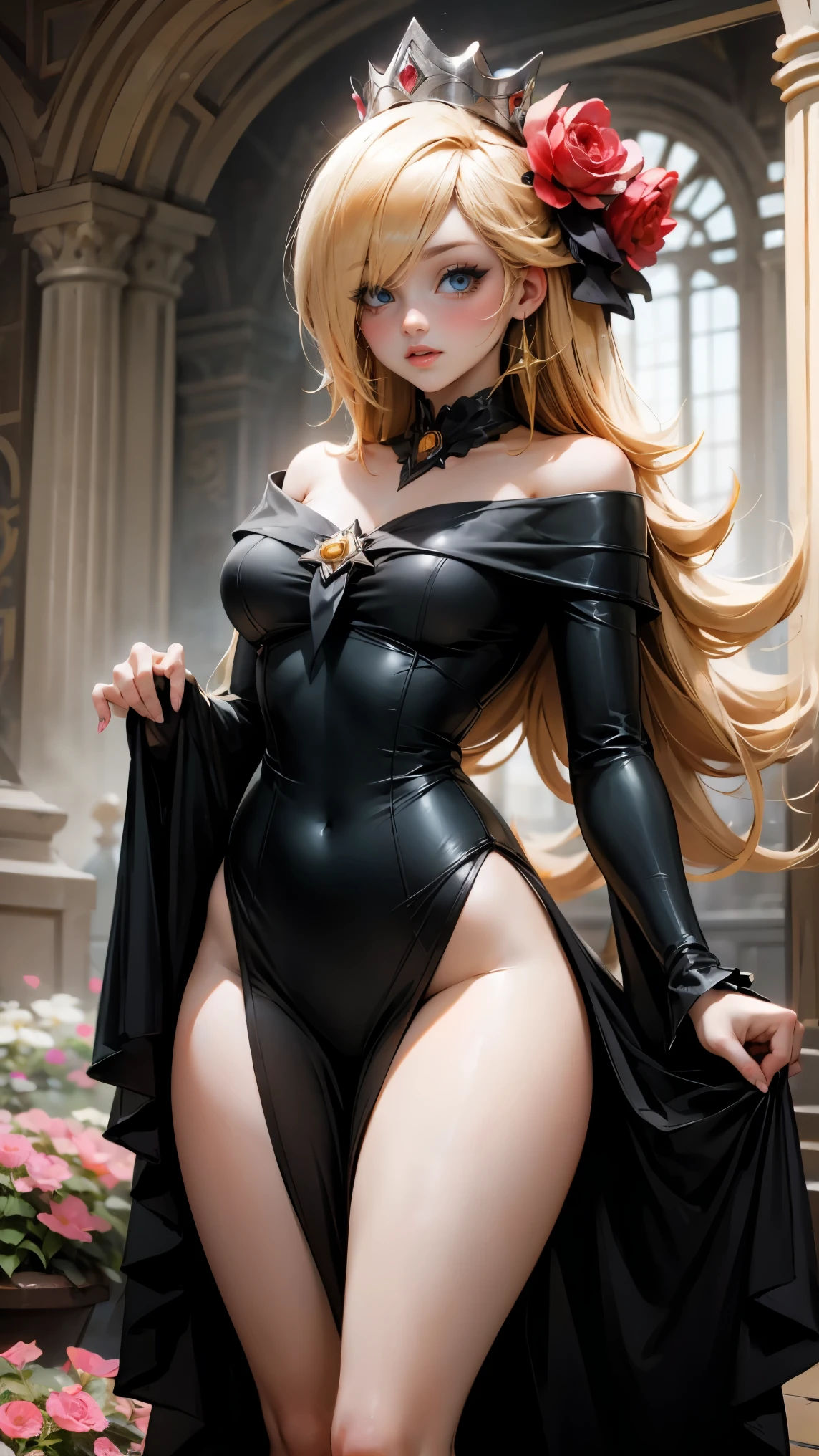 Of course! I'll translate and create an English (US) prompt for Midjourney based on your input.
**Prompt for Midjourney:**
"Imagine a stunning young woman, around 20 years of age, as depicted in a fantasy Korean webtoon. She possesses flawless, clear porcelain-white skin, devoid of any blemishes. Her hair is a rich golden hue, cascading beautifully around her shoulders. Her eyes, a distinct and crystal-clear shade of green, are striking and radiant. Her figure is incredibly slender, with perfect proportions extending from the top of her head to the tips of her toes. She's adorned in a medieval-style mini dress, poised gracefully as if caught in a dance. Captured in a full-body shot, she stands sideways, her gaze fixed ahead, embodying both grace and strength."
I hope this captures the essence of the scene you're envisioning!