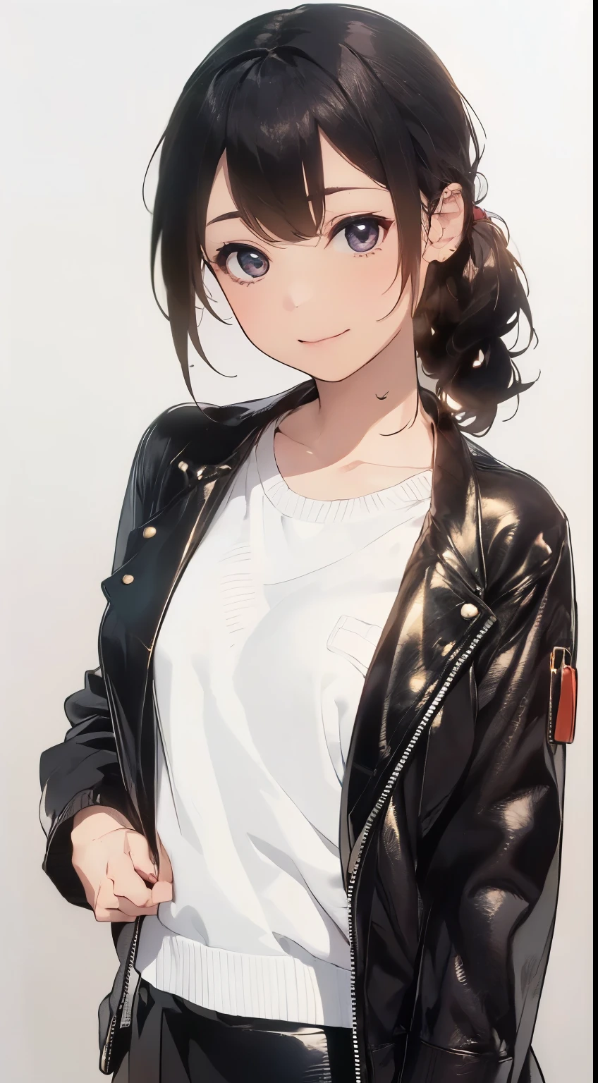 (masterpiece:1.2),8k, beautiful, high quality,
(Flat Illustration Art:1.2), (poster art:1.2),
Cute tanned girl, ((MEGUMI)), rock musician,
curly hair, blue eyes, blond hair,
(makeup lipstick eyeliner mascara eyeshadow:1.1) dark skin, Mole under the eye, Rings, Necklaces, (shaking breasts:1.5),
(High school girl:1.3), long hair, ponytail, Laughter, ((Feminine charm, Pervert girl)), (Cleavage between breasts:1.1), (Uniform of black leather jacket and check mini skirt:1.5), Full body photo, ((gray background:1.5)),