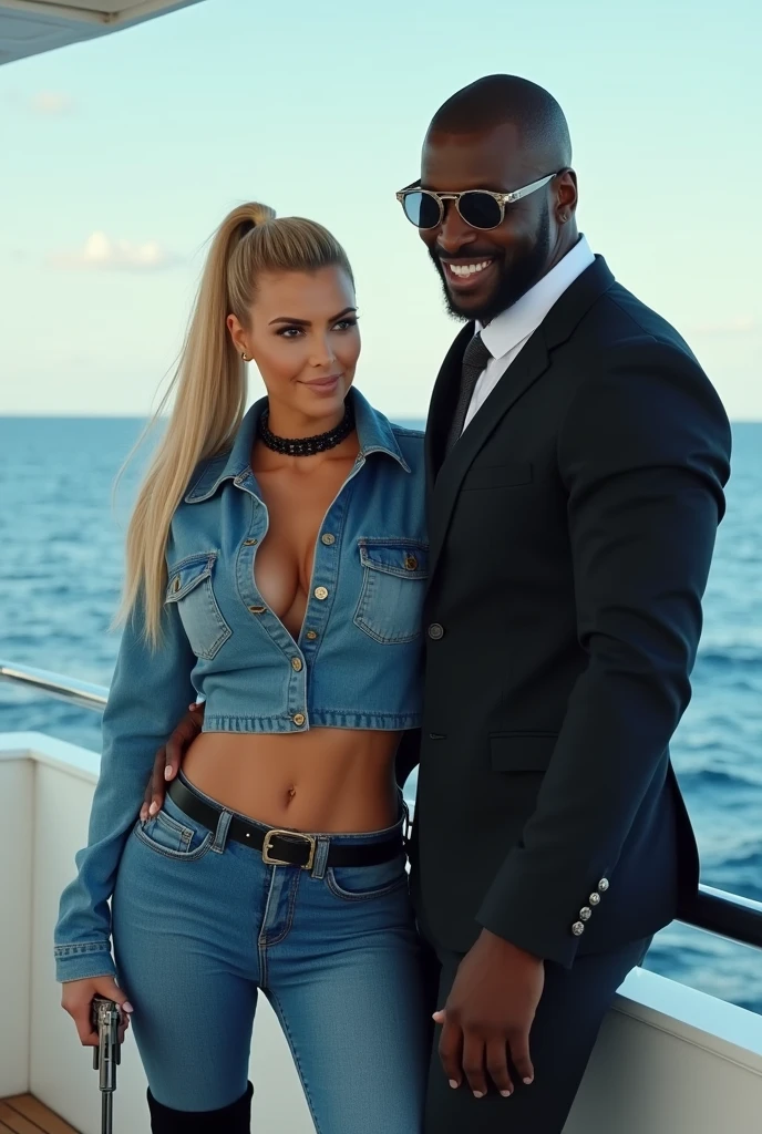 (1menina de bunda grande olhos azuis e cabelos loiros logo cacheados com tatuagem na bunda, O rosto de Margot Robbie), mulher de bunda grande, woman hugging a 90 year old black man with a big penis in the pool, naked, surrounded by several old black men