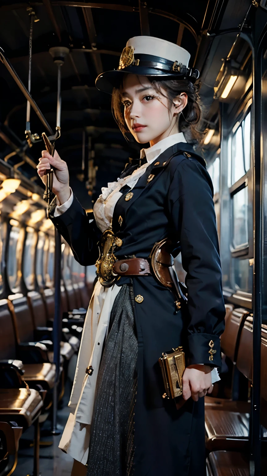  Milky Way、Milky Way、(Star Line )、(train)、beautiful female conductor、 steampunk、壮大なMilky Way、