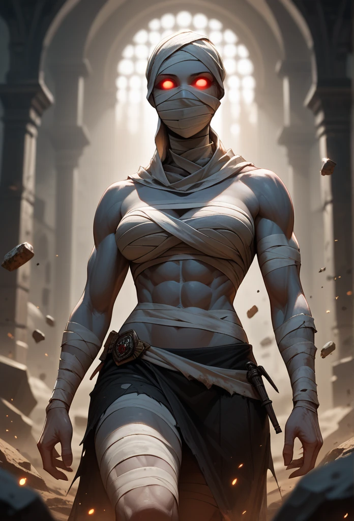 score_7_up, score_8_up, score_9, masterpiece, perfect face, high quality, source_anime, (1girl, solo,) <lora:Sister_of_Battle_Repentia_-_Warhammer_40k:1> repentia, hood, chain, bandages, underboob, muscular, sword