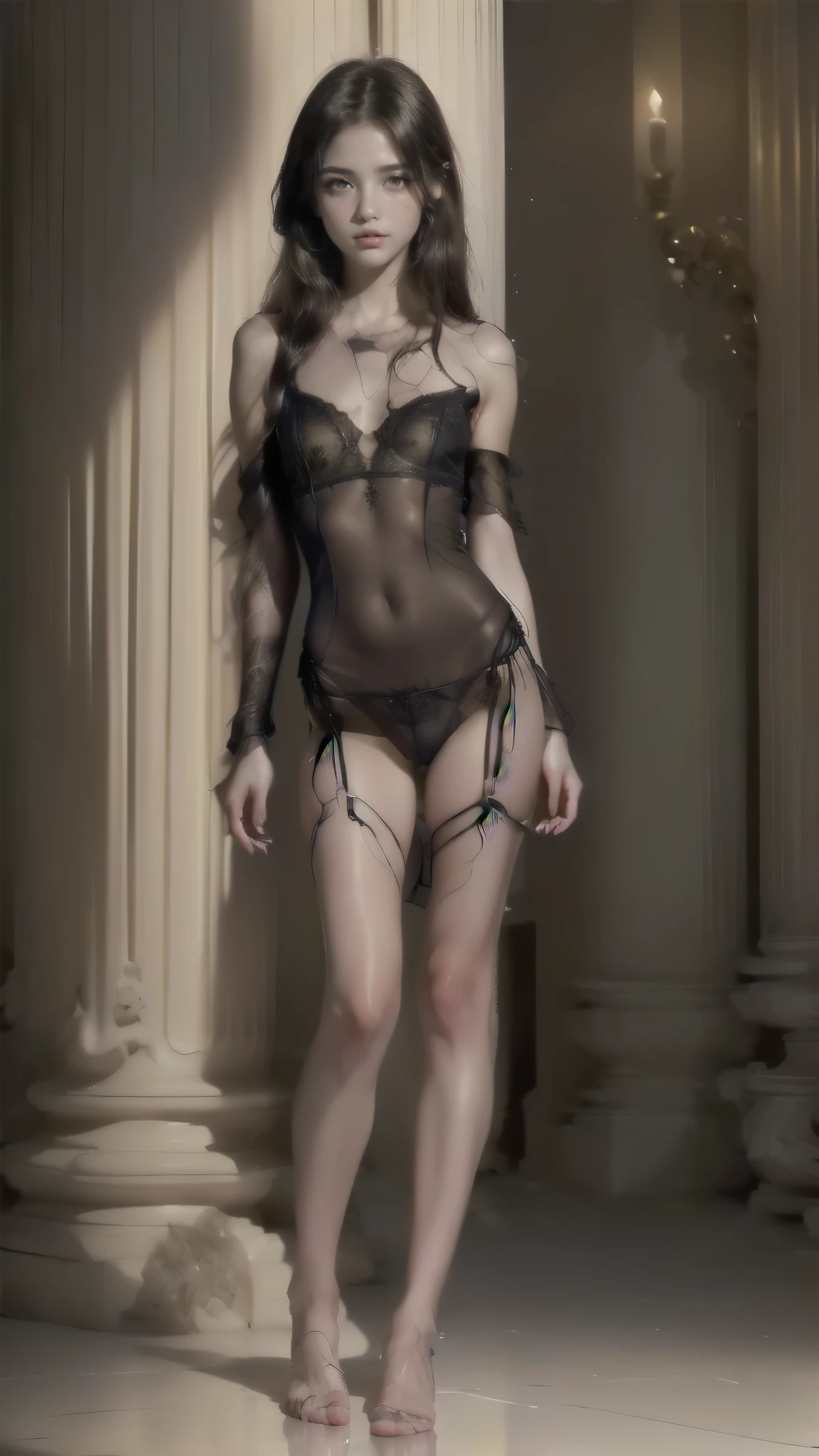 quarta-feira90,(((garota ))) ,sexy garota in dark lace lingerie and lace stockings,luvas de renda grandes,pernas e braços abertos,Cabelo com duas tranças,batom escuro,pele pálida,  (tan, small, pequena, chibi, sd character:1.5), (Single person:1.5)，(Masterpiece:1.5), (Best quality:1.2), BREAK [Blue:peach red:0.5] theme, (gradient backgrounds :1.1)，Cinematic light，(Perfect Hand 1.5)， Slender beautiful legs，Flat chest，Playful, (1 ), ( tan, sd character:1.5),(tan, , slender, small, pequena, chibi, sd character:1.5), (full body:1.8), (upper body up:0.3), (hyper realistic:1.4), (realistic:1.3), (best quality real texture skin), Detailed eyes, detailed face, PERSEPHONE, (SFW:1.5) Etiqueta negativa, body proportions, (Chapped lips:1.4), (blush de nariz:1.2), foreshortening, black cuts, (eye contact), High contrast, ultra high resolution, high resolution, detailed, rosto limpo, (rosto sensual:1.5), (Grandes olhos roxos:1.2), (olhos ultra detalhados:1.4), (Olhos de alta resolução:1.1), (textura de pele ultra detalhada:1.4), PERSEPHONE, PERSÉFONE, Perséfone, (SFW:1.5), (full body:1.8), (upper body up:0.3), (hyper realistic:1.4), (realistic:1.3), (best quality real texture skin), Detailed eyes, detailed face, body proportions, (Chapped lips:1.4), (blush de nariz:1.2), foreshortening, black cuts, (eye contact), High contrast, ultra high resolution, high resolution, detailed, rosto limpo,  (rosto sensual:1.5), (Grandes olhos roxos:1.2), (olhos ultra detalhados:1.4), (Olhos de alta resolução:1.1), (textura de pele ultra detalhada:1.4), PERSEPHONE, PERSÉFONE, Perséfone, (SFW:1.5),  (full body:1.8), (upper body up:0.3), (hyper realistic:1.4), (realistic:1.3), (best quality real texture skin), Detailed eyes, detailed face