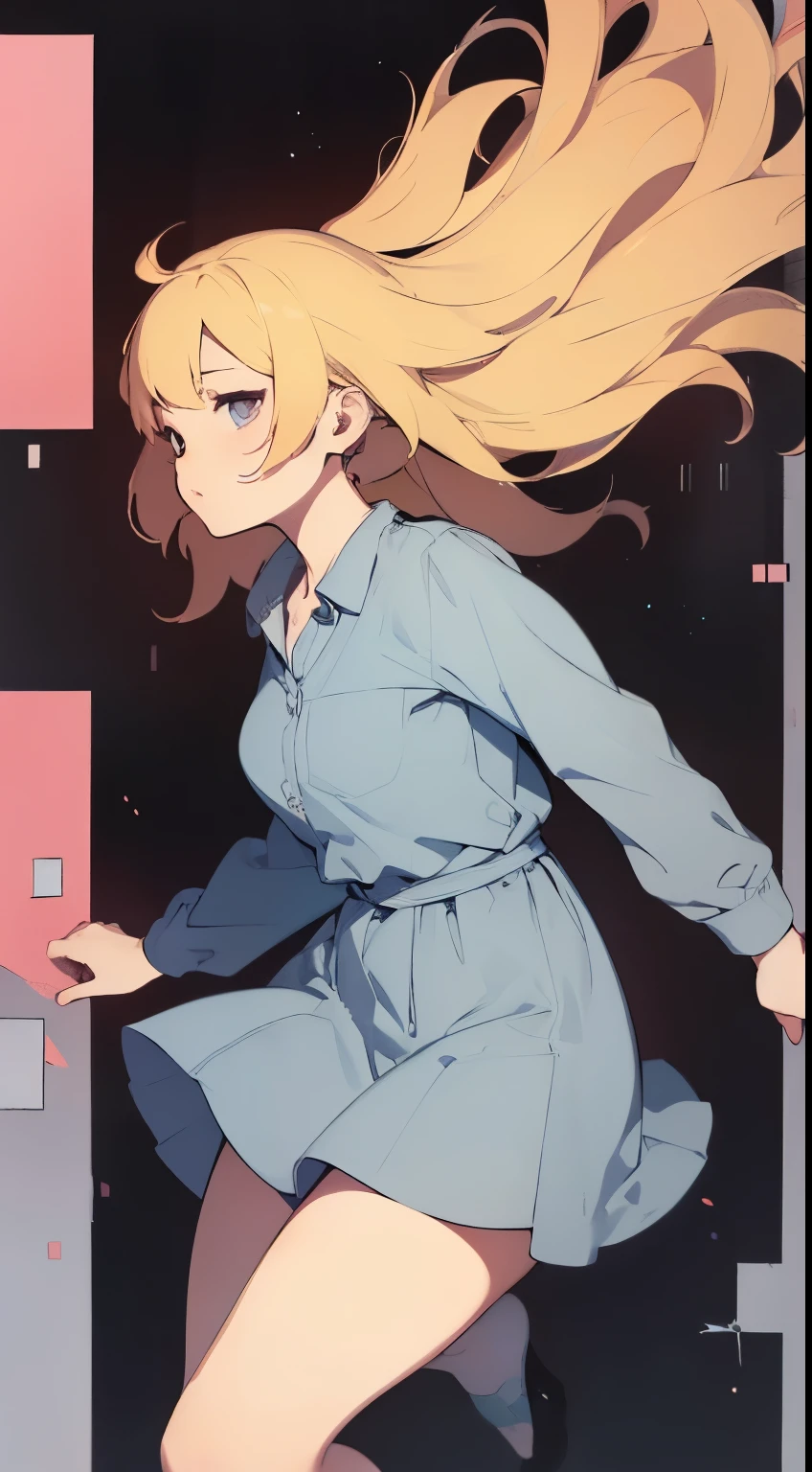 (masterpiece:1.2),8k, beautiful, high quality,

(Flat Illustration Art:1.2), (poster art:1.2),

Cute tanned girl, ((MEGUMI)), 

curly hair, blue eyes, (blond hair:1.9), 
(makeup lipstick eyeliner mascara eyeshadow:1.1) dark skin, Mole under the eye, Rings, Necklaces, (shaking breasts:1.5),
(High school girl:1.3),  long hair,  ponytail, Laughter, ((Feminine charm, Pervert girl)), (Cleavage between breasts:1.1), (beautiful long dress:1.5), Full body photo, ((gray background:1.5)),
