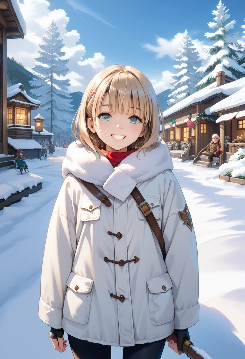 masterpiece, best quality, score_9, score_8_up, source_anime, girl, (petite), smile, fantasy, snow,