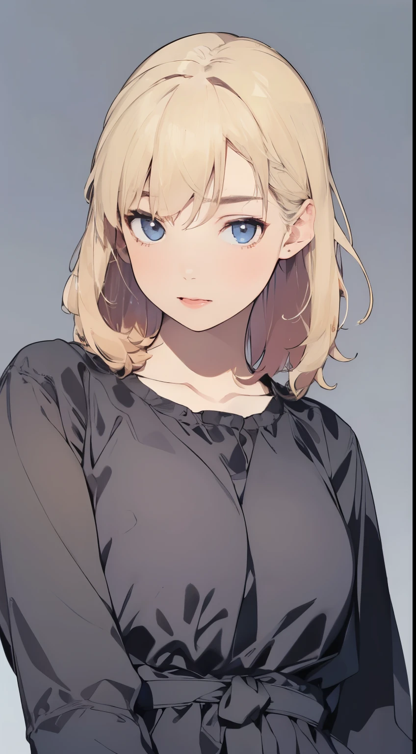 (masterpiece:1.2),8k, beautiful, high quality,

(Flat Illustration Art:1.2), (poster art:1.2),

Cute tanned girl, ((MEGUMI)), 

curly hair, blue eyes, (blond hair:1.9), 
(makeup lipstick eyeliner mascara eyeshadow:1.1) dark skin, Mole under the eye, Rings, Necklaces, (shaking breasts:1.5),
(High school girl:1.3),  long hair,  ponytail, Laughter, ((Feminine charm, Pervert girl)), (Cleavage between breasts:1.1), (beautiful long dress:1.5), Full body photo, ((gray background:1.5)),