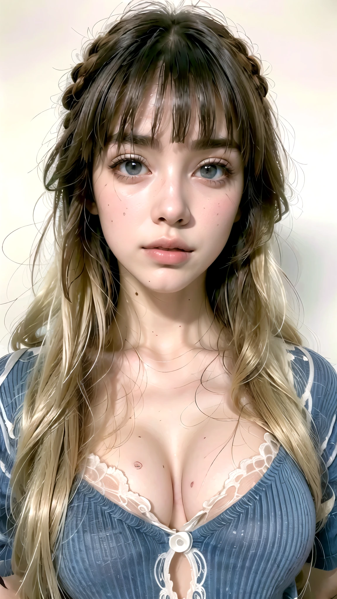 pale skin, muscular blonde girl , Huge breasts,  long hair with bangs in the style of Norman Rockwell, 
body proportions, (Chapped lips:1.4), (blush de nariz:1.2), foreshortening, black cuts, (eye contact), High contrast, ultra high resolution, high resolution, detailed, Clean face,  (Sexy face:1.5), (big purple eyes:1.2), ( ultra detailed eyes :1.4), ( high resolution eyes :1.1), ( ultra detailed skin texture:1.4), PERSEPHONE, Persephone, Persephone, (SFW:1.5),  (full body:1.8), (upper body up:0.3), (hyper realistic:1.4), (realistic:1.3), (best quality real texture skin), Detailed eyes, detailed face,