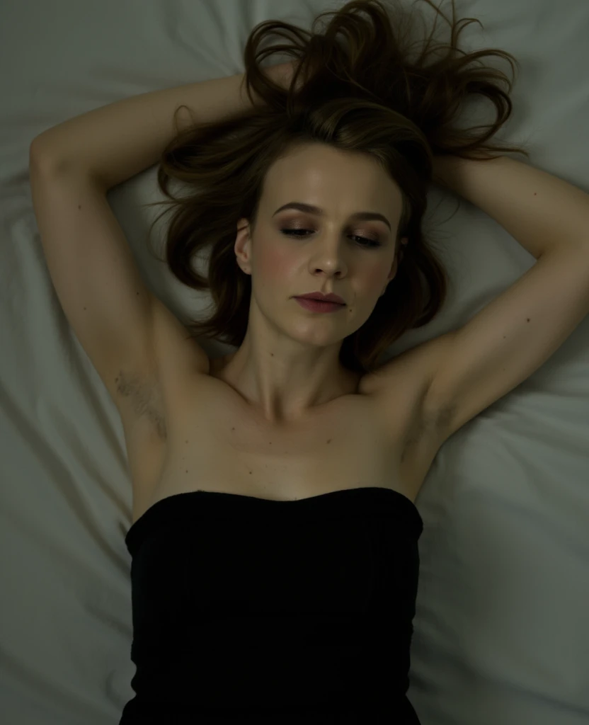 extremely anorexic skinny girl, marked ribs, ????? lying on a bed ???????????, blonde hair, blue eyes
