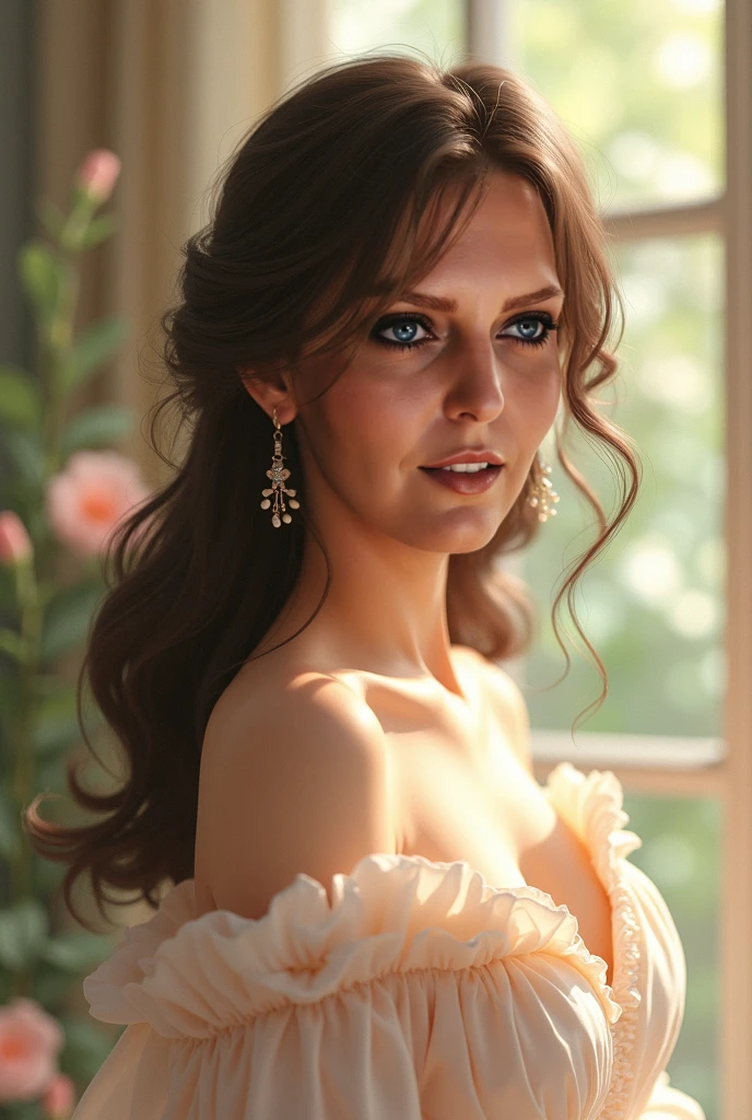 Triss Merigold face, detailed beautiful eyes, full red lips, extremely detailed facial features, long eyelashes, outdoor sunny day, warm sunlight, soft shadows, picturesque garden, vibrant plants and flowers, colorful butterflies, tranquil atmosphere, realistic portrait, high-resolution masterpiece:1.2, vivid colors, fine brushstrokes, natural skin tones, radiant complexion, professional lighting, dreamy ambiance, photorealistic rendering.