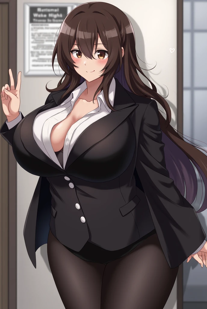 masterpiece, score_9, score_8_up, score_7_up, source_anime, best quality, extremely detailed, 1girl, milf, solo, (dark skin, black skin:1.8), cattleya, (huge breasts:1.1), ((((black hair), very long hair, blue eyes))), purple lips, (((black coat, black shirt, white necktie, long black skirt))), ((light smile), closed mouth), ((outdoor, garden))