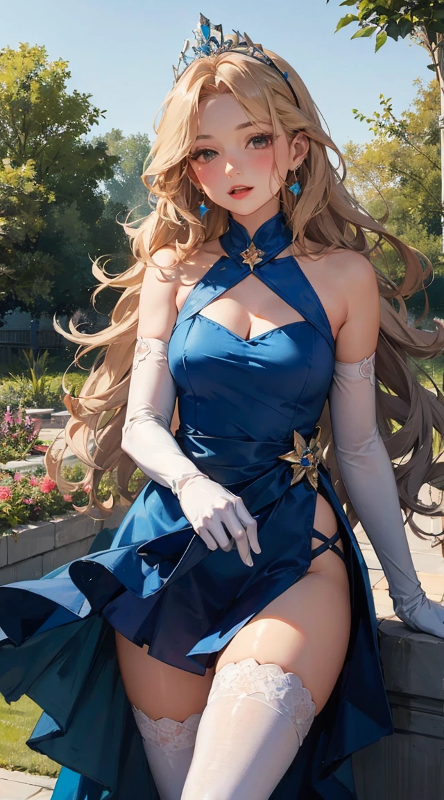 Beautiful girl、Sailor Moon, Beautiful Blue Eyes、White panties、Blonde hair that is almost yellow、Beautiful blonde long hair, A cute 19 year old face、Place your hands horizontally at your sides、Christ Pose、He was put on the cross.、Execution、choker, White gloves, Blue Skirt、Thighs、Big Breasts、Large Breasts、Big Hips、Beautiful feet、Big red ribbon on chest、Defeated Heroine、Torn clothes、I can see your underwear、I'm not wearing a skirt、rubble、Destroyed city、battlefield、inflammation、Torn Costume、Looking down
