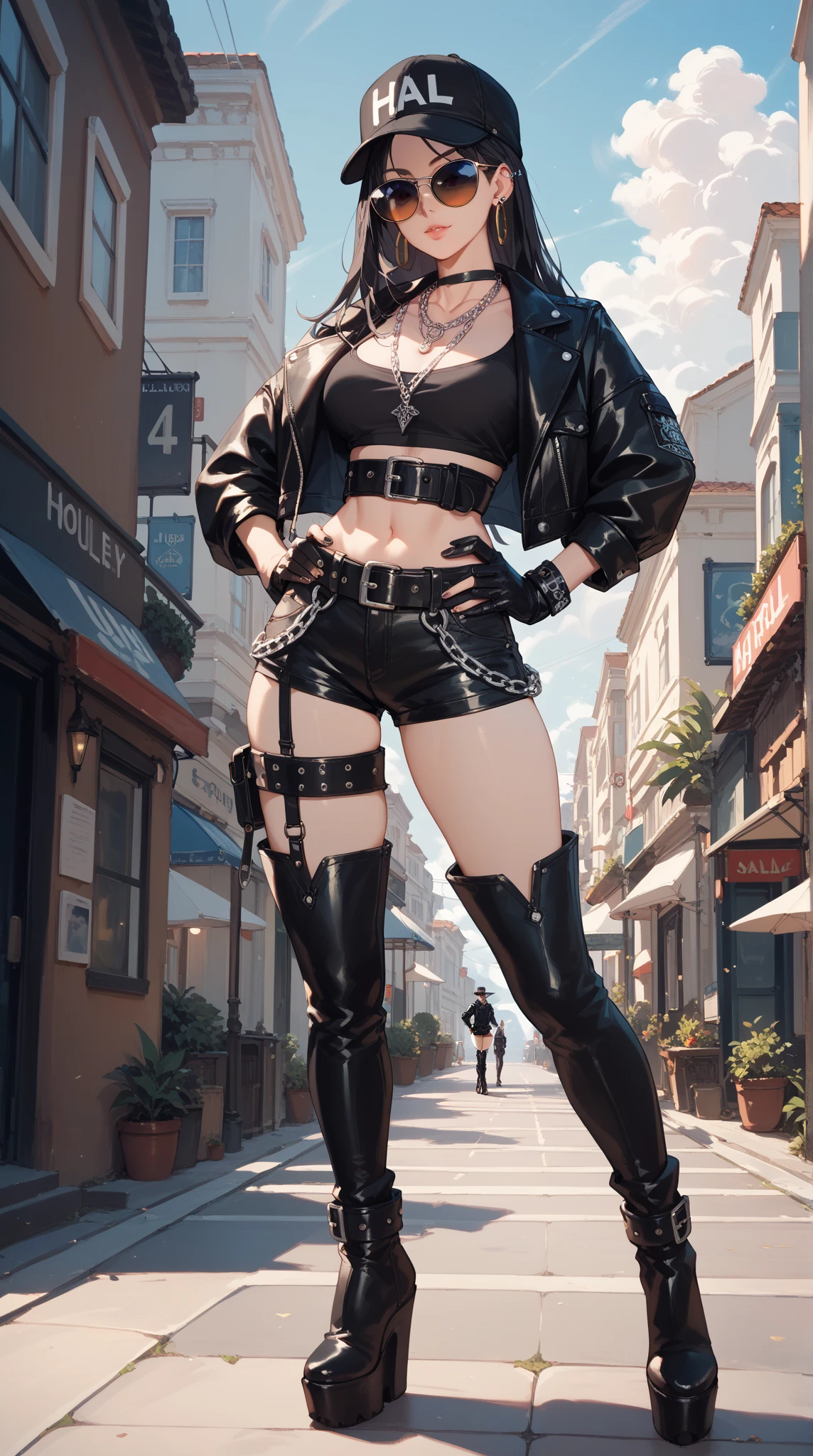 1girll,(8K, RAW photo, Best quality, Masterpiece:1.2), (1girll,Solo:1.29),(Realistic, photo-realistic:1.37),(Street photography:1.54),Boots,(2 boots,2 normal legs),Over-the-knee boots,(Stand upright,Orthographic lighting,whole body picture:1.88),(knee high boots:1.75),(Leather boots:1.6),(Trunk lid 3/4 legs:1.55),(High heels:1.2),(Silvery hair),(Silver boots),(leather miniskirt:1.3),(High heels:1.4),(2 Long heels:1.2),(2 stiletto heels:1.33),(2 slim heels:1.33),(Bra:1.65),(Silver patent leather boots:1.4),(The boots clung to her legs:1.5),(The boots are pressed tightly against the thighs, Accentuate the curve of the legs),(Black pantyhose:1.8),(Black thin pantyhose:1.6),(Black thin oily pantyhose:1.6),(The line between the legs and the black silk skirt is clear:1.5),(Ultra-detailed,full bodyesbian),(Red long-haired,Red hair,Bright red hair:1.4),(Beautiful detailed girl:1.5) ,Beautiful nose,(Extremely detailed eyes and face:1.5), (Beautiful detailed eyes:1.5),(light in face:1.5),(Hanfu:1.1),beautiful detailed lips,Professional lighting, No hats,(Hanfu:1.1),2 legs,photon maping, Radio City, Physically-based rendering,Extremely detailed eyes and face, Beautiful detailed eyes,light in face,Cinematic lighting,Beautiful detailed sky,Details of Shanghai streets,Morning,sun light,Short jacket,Hoodie,school uniform,(Open legs:1.39),1girll,full bodyesbian,full body shot of,See-through,view the viewer,Outdoors,