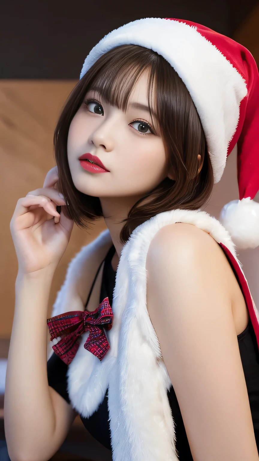 (Close-up: 1.4), (((Look up at the camera from above, look up with only eyes, look up at the camera)) (RAW Photo: 1.2), (Photorealistic: 1.4), (Masterpiece: 1.3), (Best Quality: 1.4), Dreamy, (Detailed Eyes), (Detailed Facial Features), ((Detailed Clothes), (Close-up: 1.4), (Staring at the camera from above, Looking up at the camera, Look up with just eyes, look up at the camera)) (RAW Photos: 1.2), (Photorealistic: 1.4), (Masterpieces: 1.3), (Best Quality: 1.4), Dreamy, (Detailed Eyes), (Detailed Facial Features), (Detailed Clothing Features), Skin Tightness, (Slightly Shiny Skin), (Slender Girls), (Slim Girls), One Girl, (Full Body), (Solo), Cute, ( chest), bangs, bangs, straight hair, shiny beautiful black hair, pale black eyes, crystal pendant, (best quality, 8k, 32k, masterpiece, UHD: 1.2), pictures of women with cute Japan, Solo, girl 1, (big breasts), (tall woman), (abs), (lips), mouth closed, firm double eyelids, wet skin, Only one very beautiful woman, very beautiful, gaze looking directly at the camera, golden ratio face, golden ratio body, perfect body, perfect face, perfect breasts, big looking directly at the camera, chest close, very beautiful breast, coquettish smile, very happy smile, big eyes, eye highlights, lip gloss, clear double eyelids, eyelashes, long neck, beautiful short hair, shiny dark black hair, bangs, thick bangs, slightly shiny skin, chest moles, Teardrop moles, pretty bangs, clean collarbones, clean snow-white background, sky background, crystal clear overwhelming charm, attractive natural light, 19 years old, choker, skin tightening, (slender girl), (slim girl), one girl, (full body), (solo), cute, (chest), bangs, bangs, straight hair, shiny beautiful black hair, pale black eyes, crystal pendant, ( Top Quality, 8k, 32k, Masterpiece, UHD: 1.2), Cute Japan Woman Pictures, Solo, One Girl, (Big Eyes), (Tall Women), Cute Pose, ((Sleeveless, Santa Claus Costume, Santa Claus Hat, Just Cute, Charming Woman)))