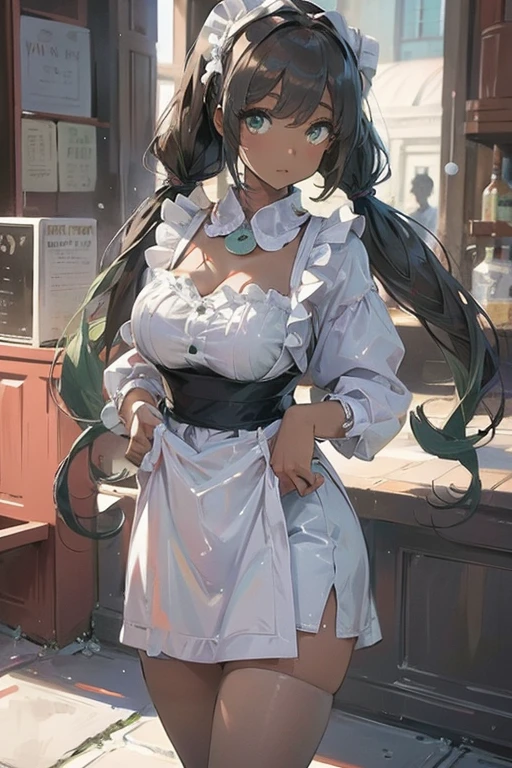 {{{solo}}}, (((greek clothes)))), (((dark skinned))), silver long_hair, (((twin tails))), (((dark green eyes))), (((solo))), (((1_beautiful_lady))), beautiful_face, good_anatomy, best_quality, beautiful, Vena Dis(danmachi), medium breasts, (masterpiece), detailed eyes, ((best resolution)), (ultra HD), breast, perfect anatomy, AddXL