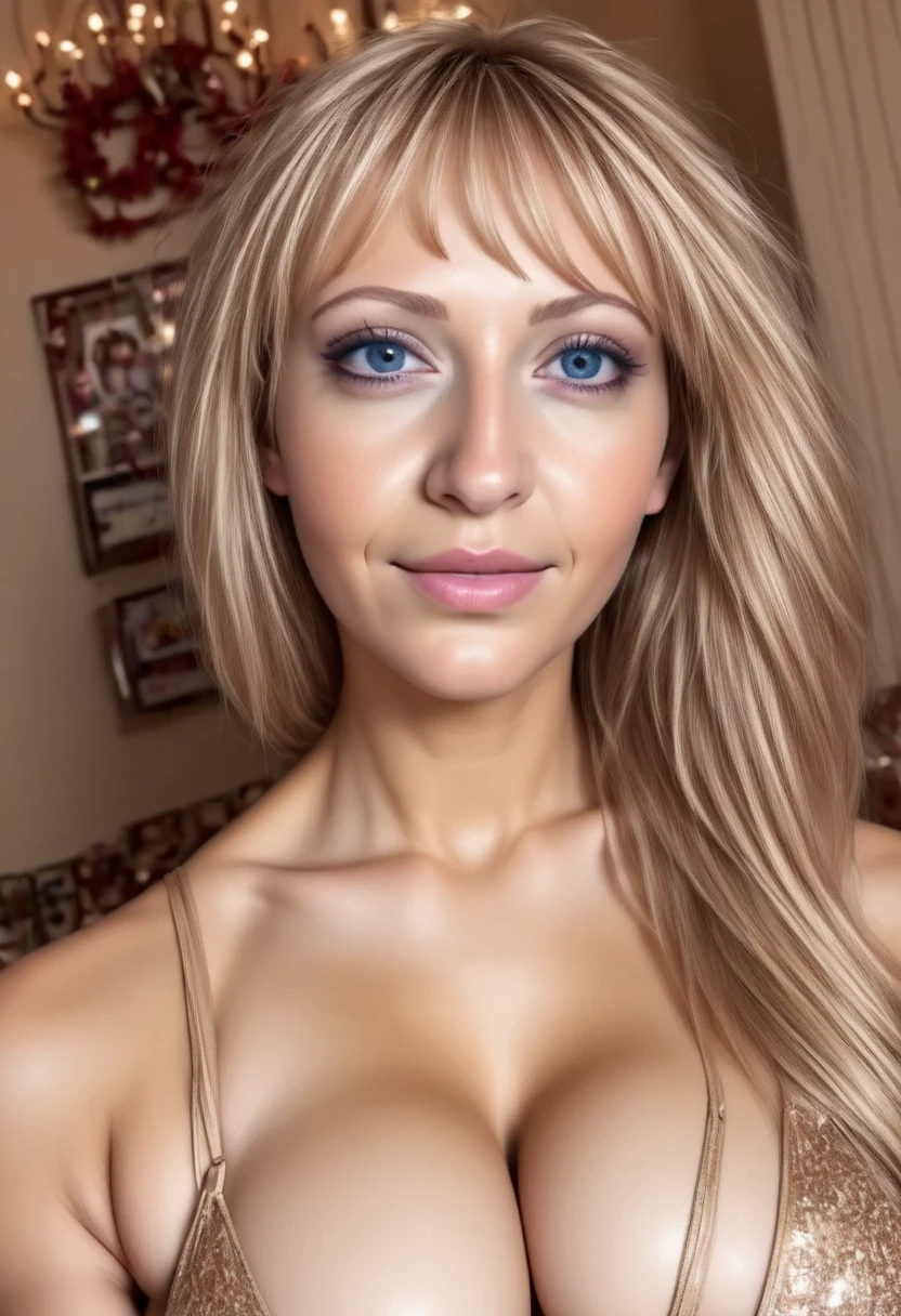 40 years old woman, nude, on her knees, smirk