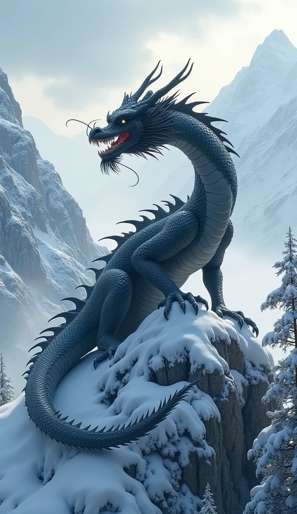 A dragon, colorful, mountain peaks, waterfalls, white clouds, masterpiece,best quality,extremely detailed,fine details,official art,unity 8k wallpaper,4K,8K,UHD, highly detailed,blurry,blurry_background, blurry_foreground,depth_of_field,motion_blur,(realistic,photo-realistic:1),extremely detailed, filmg, --auto